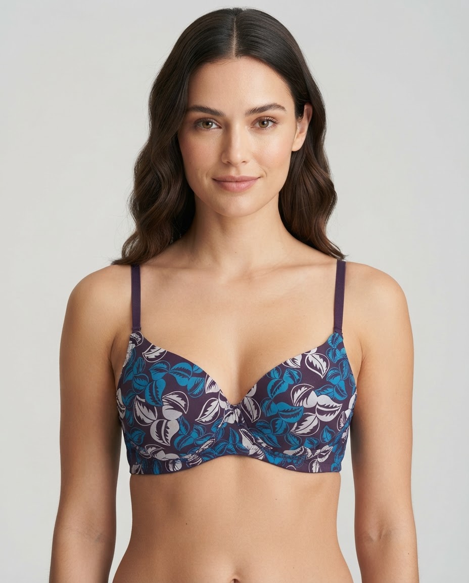 0401-1 Non Wired Padded Printed Bra Model Front Sylve Printed Padded Non-Wired Bra - Image 1