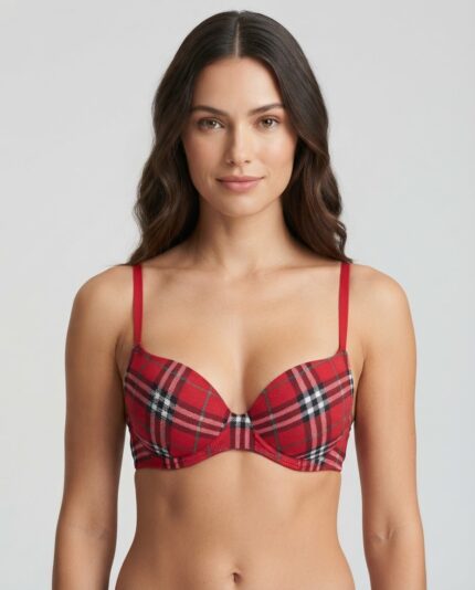 Sylve Checks Print Padded Non-Wired Bra