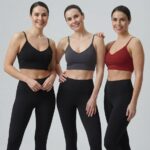 Sylve Solid Cropped Sports Padded Bra Combo Pack of 3