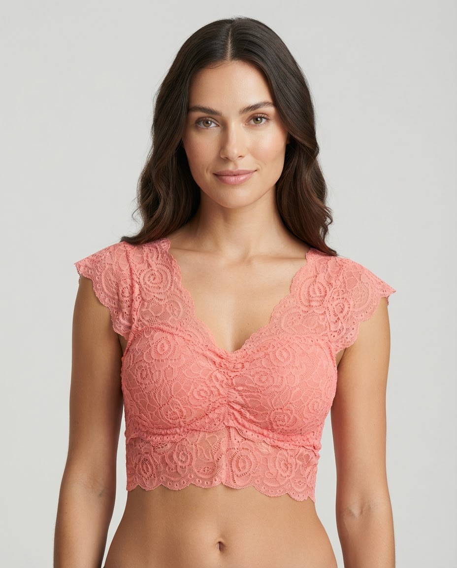 1332 Padded Bralette Pink (1) Sylve Cami Style Net Padded Bralette - Image 1