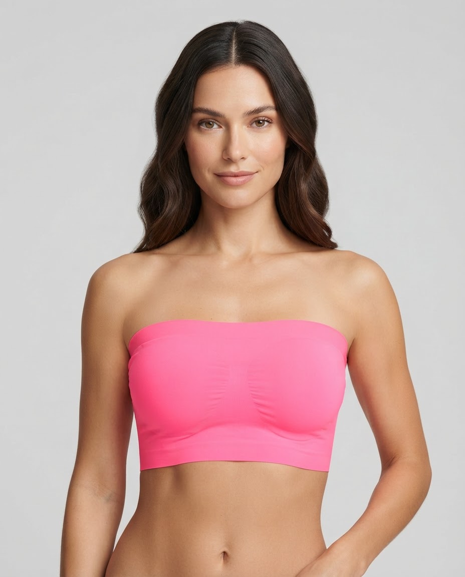 1769 Hot Pink (2) Sylve Solid Spiral Tube Bra - Image 1