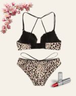 Sylve Plunge Bra And Slip Panty Dual Color Animal Print Set - Image 3