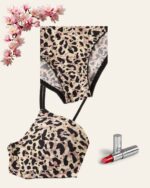 Sylve Plunge Bra And Slip Panty Dual Color Animal Print Set - Image 4