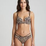 Sylve Plunge Bra And Slip Panty Dual Color Animal Print Set