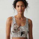 Sylve Printed Padded Non Wired Hook Back Sports Bra
