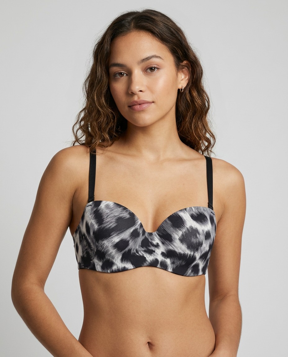 268-1 Brushstroke Leopard Print Multipurpose Bra (2) Sylve Printed Seamless Multiway Strapless Padded Wired Bra - Image 1