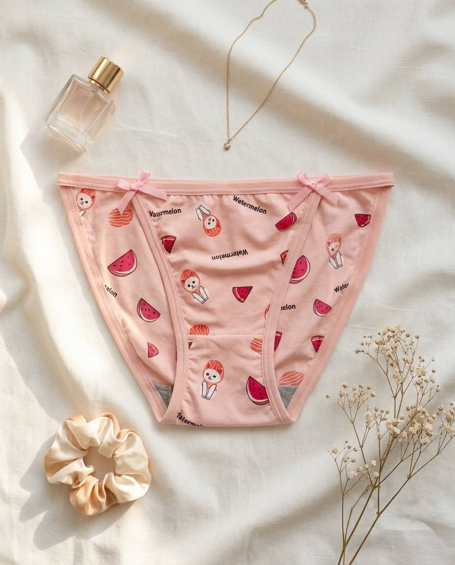 4013 Watermelon Play Model (3) Sylve Printed Tanga Panty - Image 1