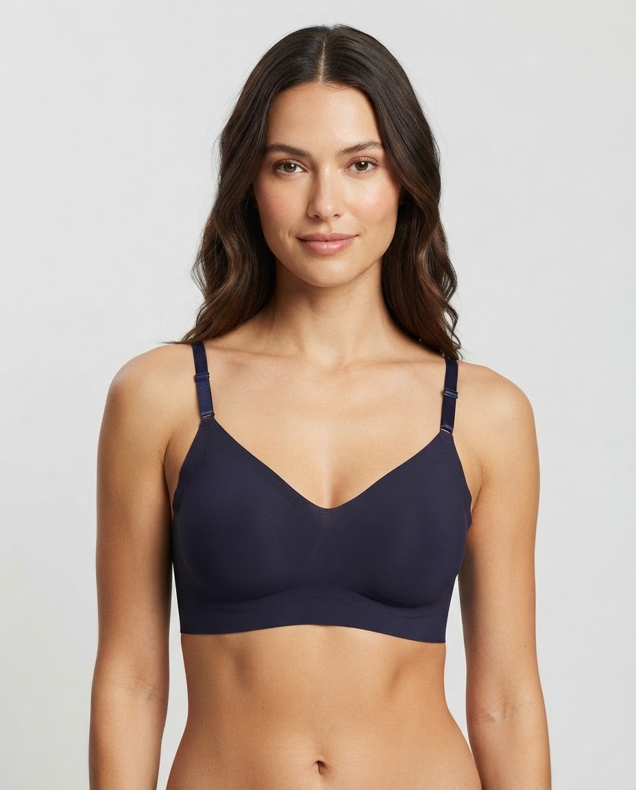 507 Non Wired Padded seamless Bra Navy Blue Model Front Sylve Supersoft Seamless Removable Cups Padded Non-Wired Bra - Image 1