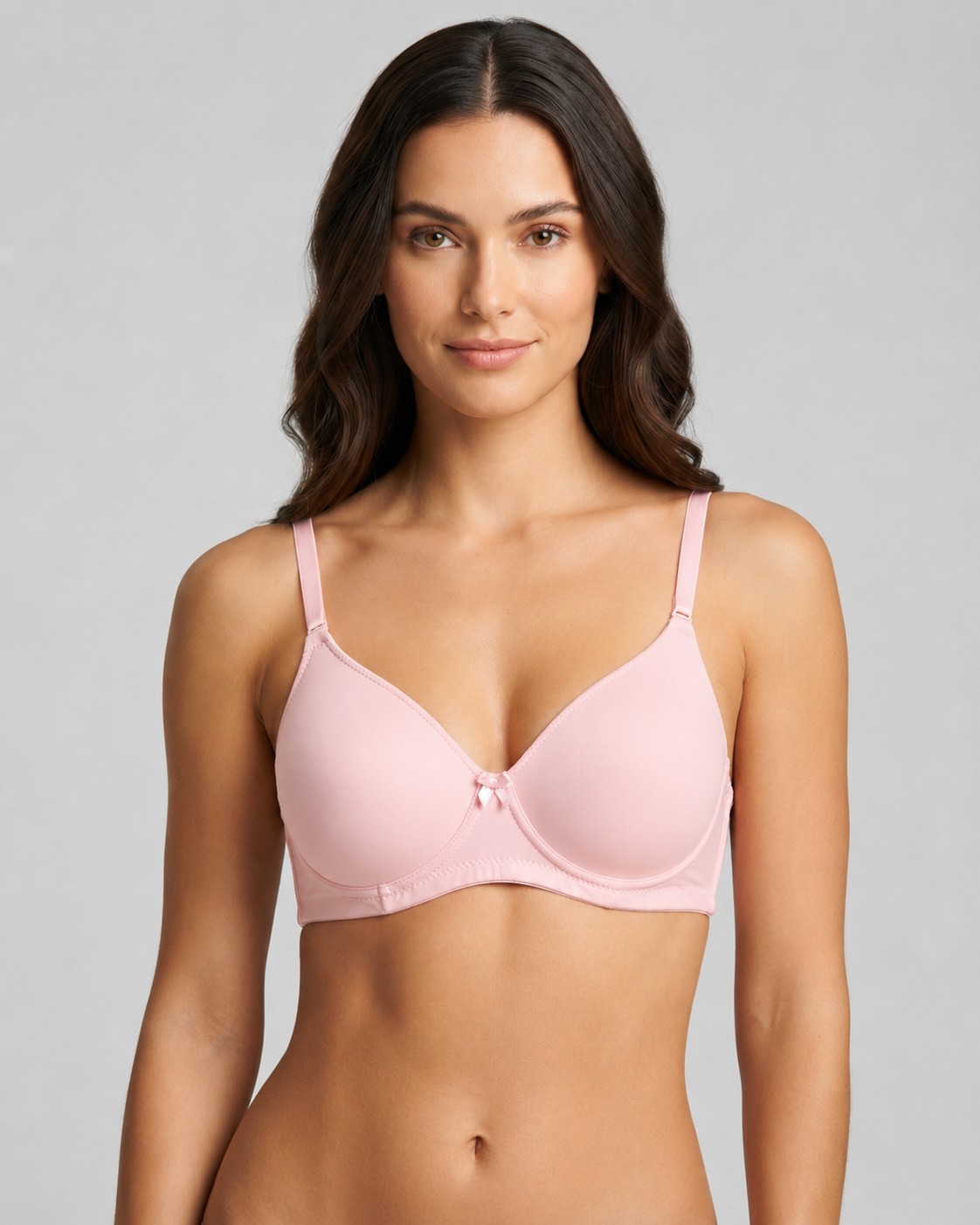 608 Non Wired Padded Bra Powder Pink Model Front Sylve Everyday Regular Padded Non-Wired Bra - Image 1