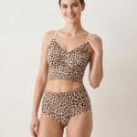 Sylve Animal Print V Neck Seamless Bralette And Classic Panty Set