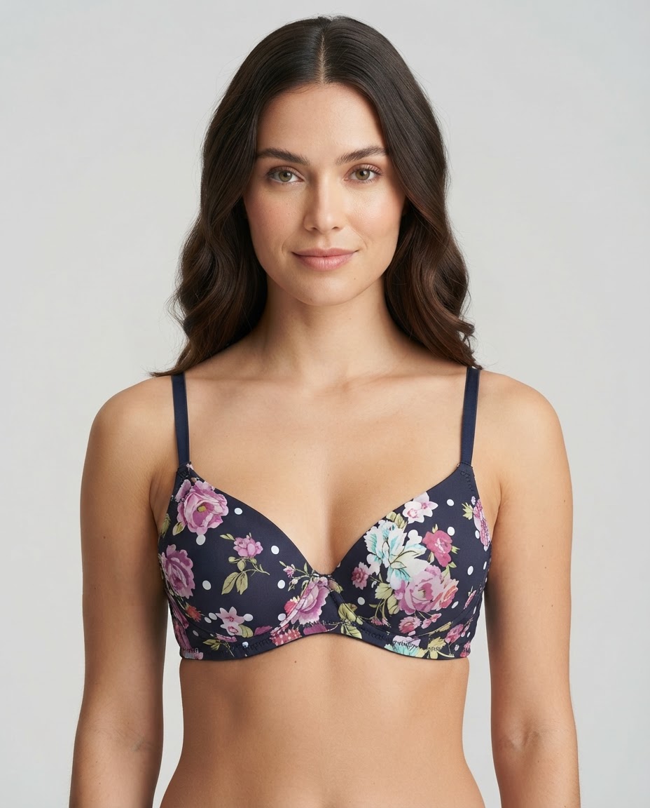 6688 Vintage Floral Polka Print model Sylve Printed Padded Non-Wired Bra - Image 1