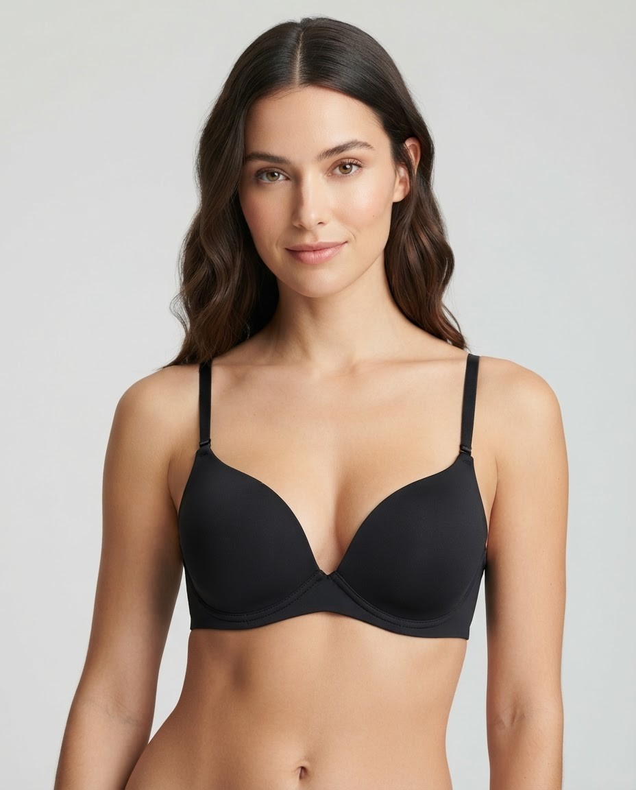 8029 Non Wired Padded Bra Black Model Front Sylve Everyday Comfort Padded Non-Wired Bra - Image 1
