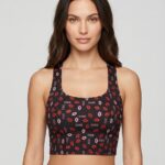 Sylve Lip Print Criss Cross Back Padded Tank Bralette