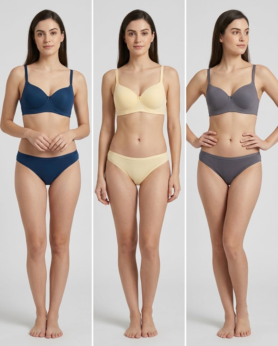 1146 Combo 3 Sylve Solid Padded Non-Wired Bra Combo Pack of 3 - Image 1