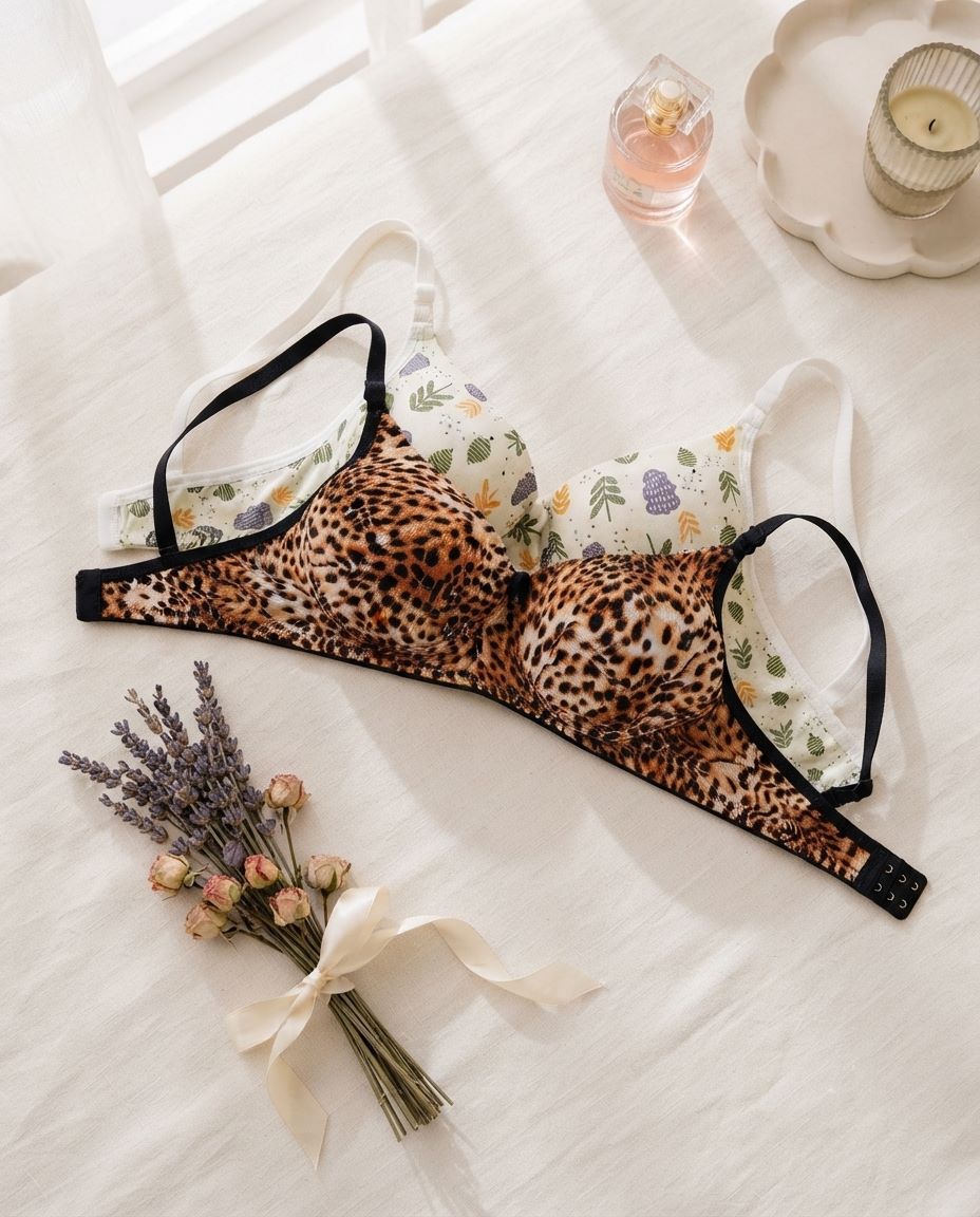1207 Combo 2 Sylve Printed Super Soft Padded Non Wired Bra Combo Pack of 2 - Image 1