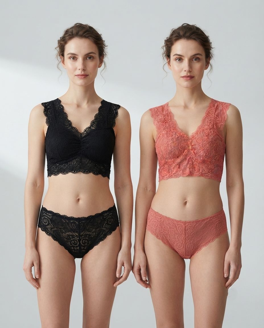 1332 Combo 2 Sylve Cami Style Net Padded Bralette Combo Pack of 2 - Image 1