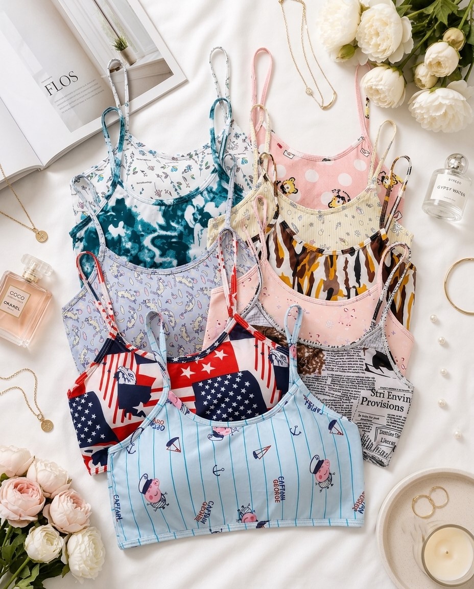 2023 Combos Sylve Printed Padded Non Wired Multi Strap Back Bustier Combo Pack of 3 - Image 1