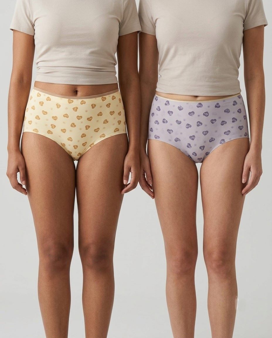 3119 Combo 2 Sylve Heart Print Seamless Maxi Panty Combo Pack of 2 - Image 1