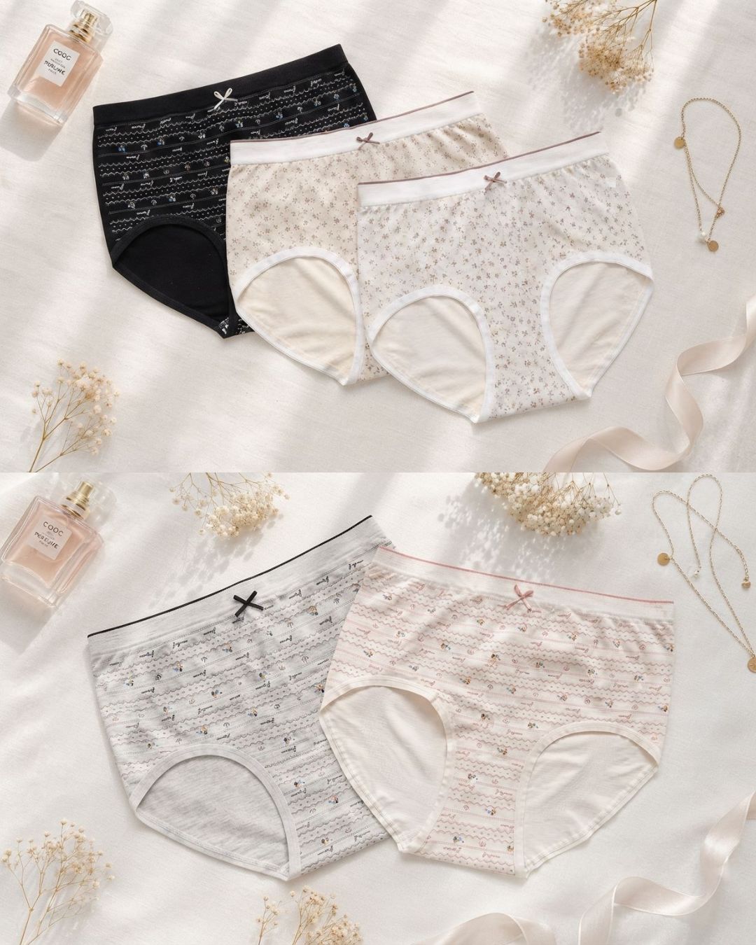 33151 combo pack of 5 Sylve Multi Print Soft Stretchable Panty Combo Pack of 5 - Image 1