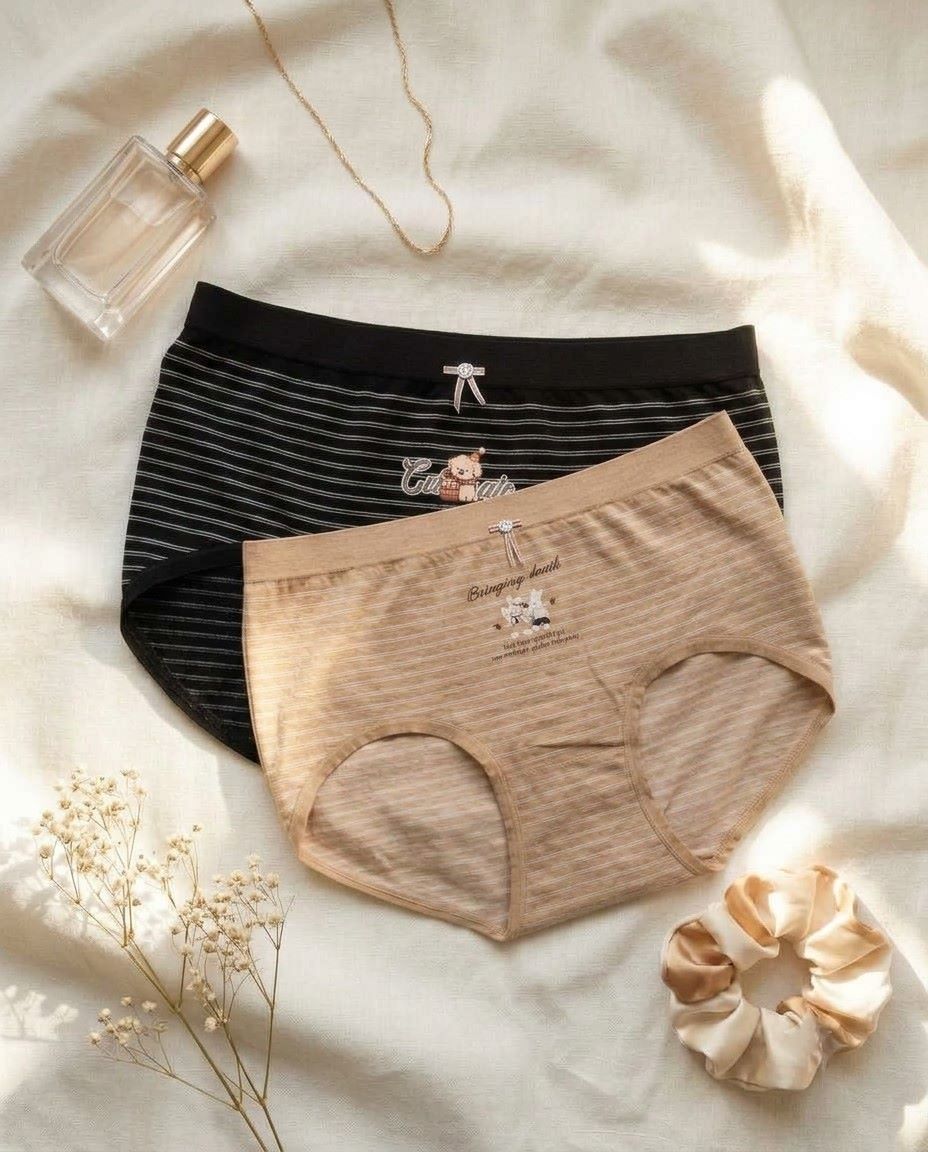 33165 Combo 2 Sylve Striped Soft Stretchable Panty Combo Pack of 2 - Image 1