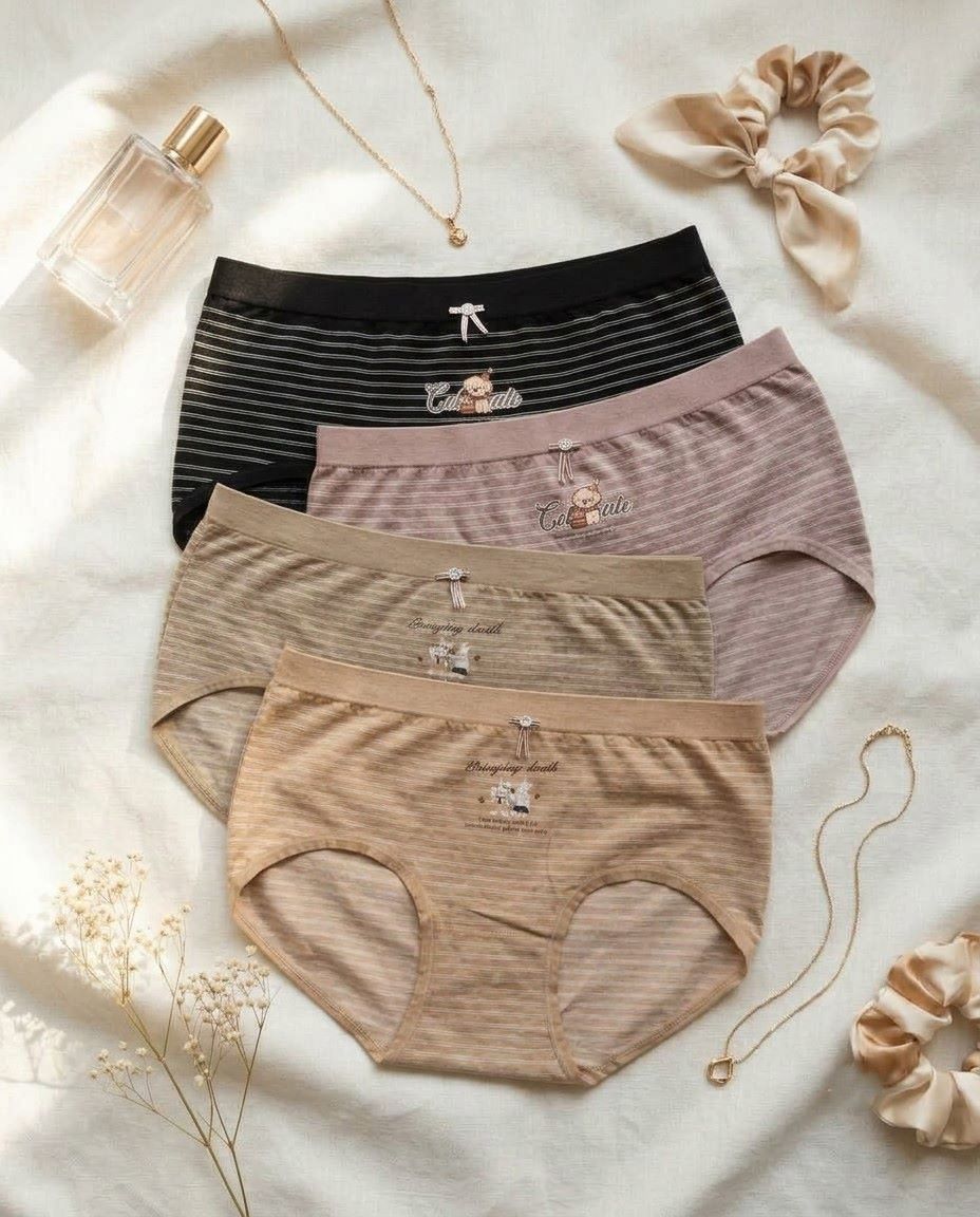 33165 Combo 4 Sylve Striped Soft Stretchable Panty Combo Pack of 4 - Image 1
