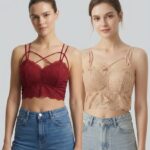 Sylve Solid Net Trim Padded Bralette Combo Pack of 2