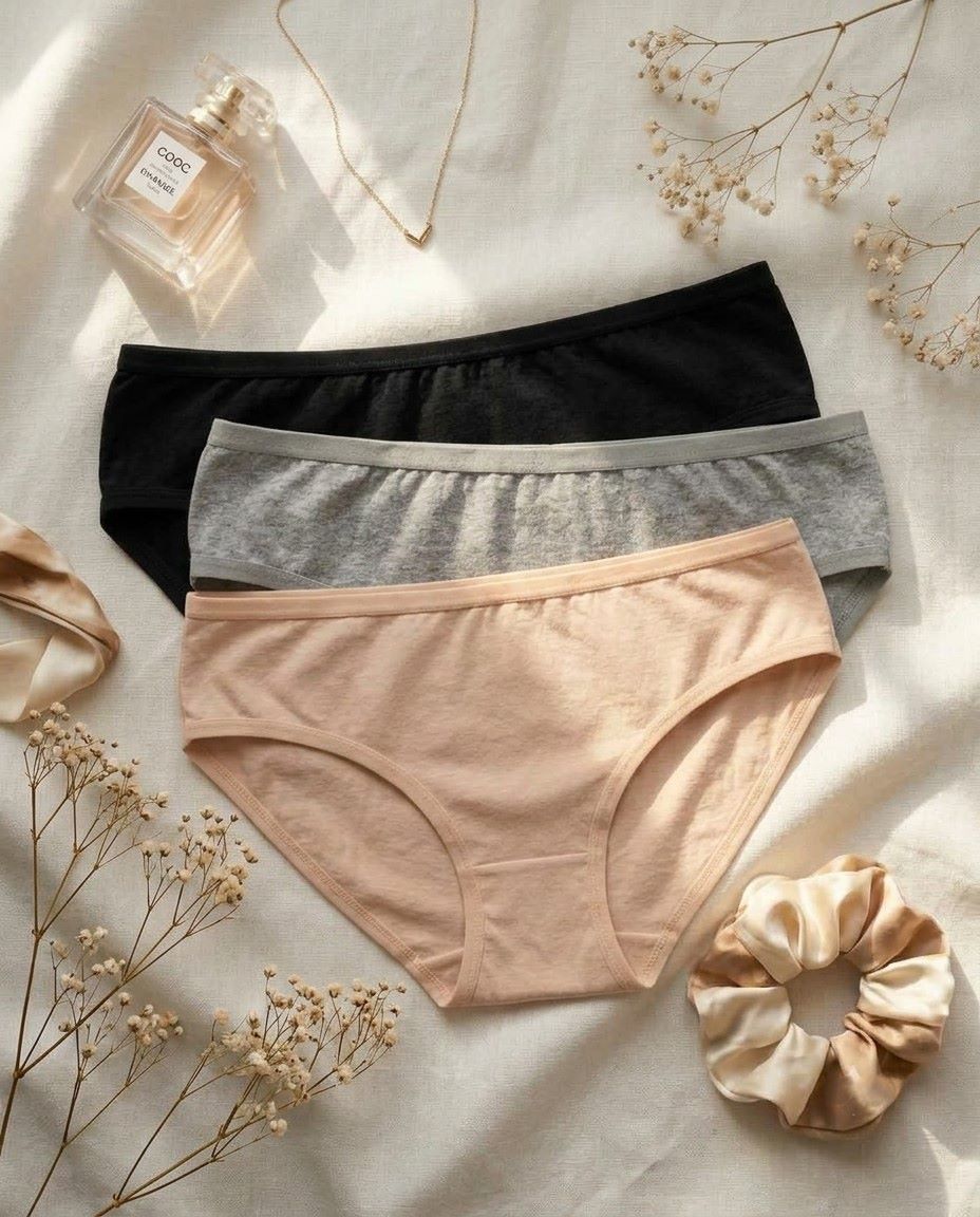 6300 Combo 3 pack Sylve Solid Cotton Blend Stretchable Panty Combo Pack of 3 - Image 1