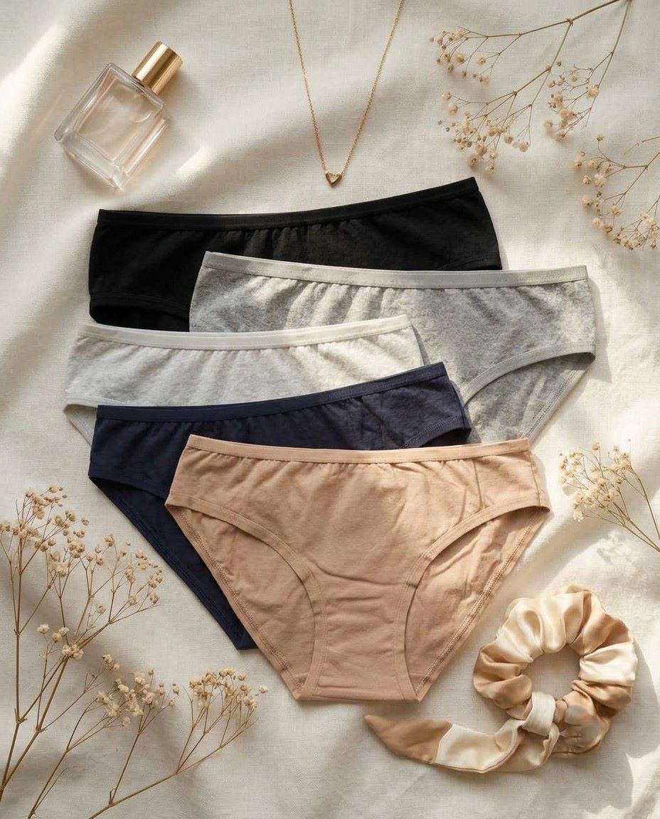 6300 Combo 5 pack Sylve Solid Cotton Blend Stretchable Panty Combo Pack of 5 - Image 1