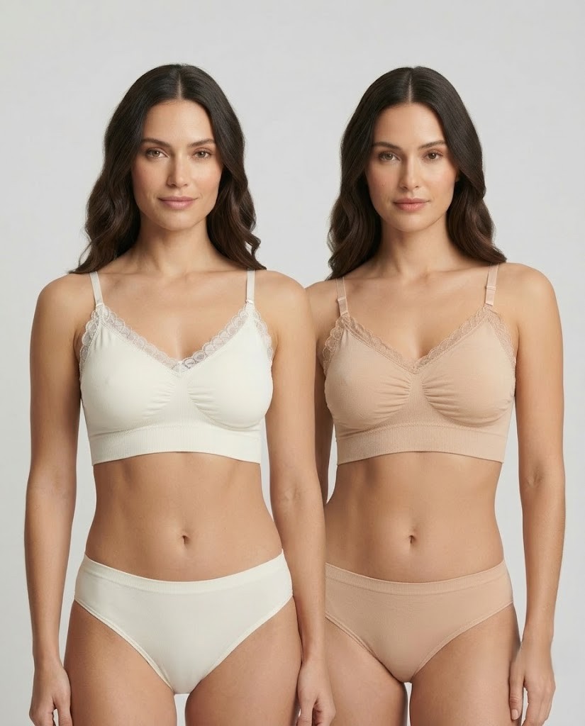 654 Combo 2 pack (4) Sylve Solid Lace Trim Padded Bralette Combo Pack of 2 - Image 1