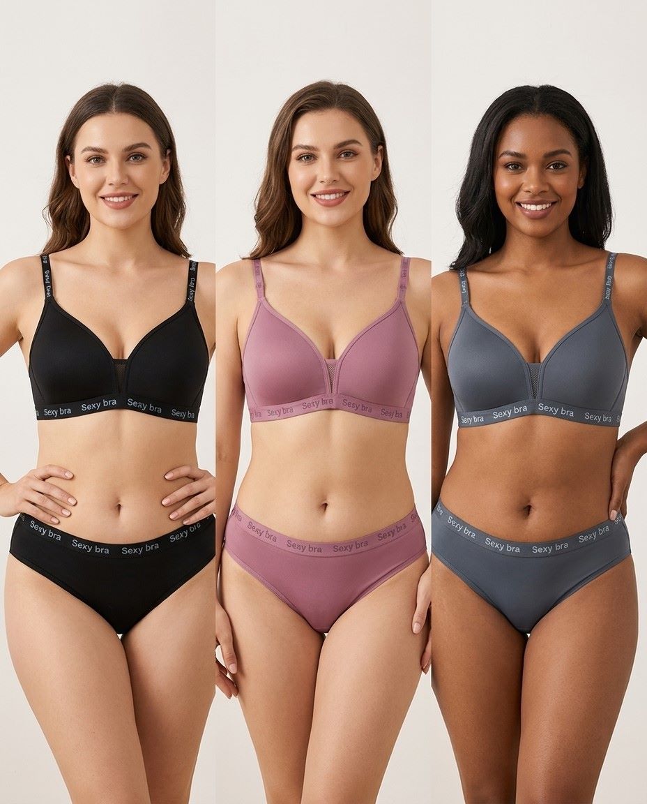 7324 Combo 2 pack (2) Sylve Supersoft Padded Non-Wired Bra Combo Pack of 3 - Image 1