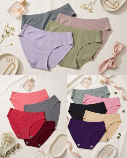 Sylve Solid Seamless Slip Panty Combo Pack of 3