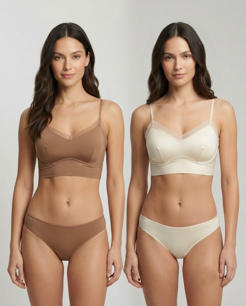 912 Combo Sylve Solid Sheer Mesh Edge Padded Bralette Combo Pack of 2 - Image 1