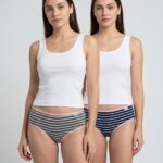 Sylve Striped Cotton Blend Stretchable Panty Combo Pack of 2
